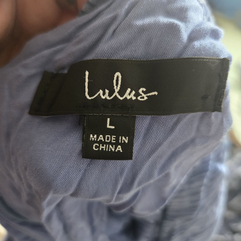 Lulu's Light Blue Backless Ruffled Halter Dress - Picture 3 of 3